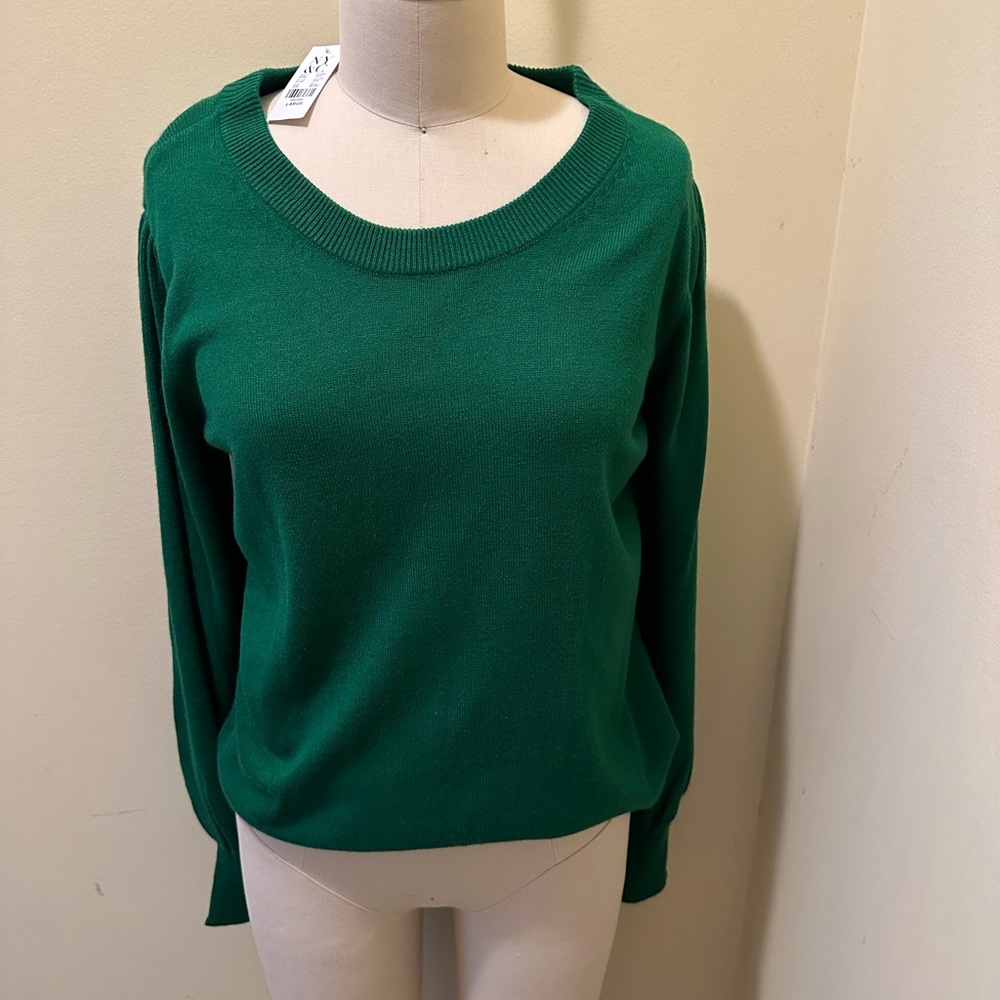 New York & Company Vibrant Green Crew Neck Sweater